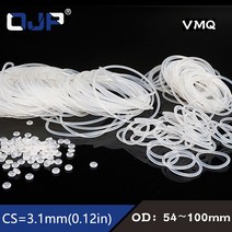 고무오링 흰색 실리콘 링 실리콘/VMQ Oring 3.1mm 두께 OD54/55/60/65/70/75/80/85/90/95/100mm 고무 O 씰 오일 개스킷 와셔, [07] 100x93.8x3.1mm, [03] 3 pieces