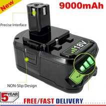 RYOBI 료비 6.0Ah P108 18V One+ 를러스 고용량 배터리 18 Volt 리튬-Ion, 9000mAh P108 P109, 3 Batteries