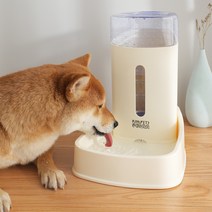 생수바로 꽂는 반자동 강아지 고양이 급식기 급수기 세트 반려동물 대용량 자동급수기, 핑크자동급수기