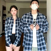 커푸리 체크 셔츠 크롭기장&오버핏 커플 시밀러룩