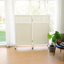 모벤 2단 1200 이동식 원목 인테리어 파티션, 화이트