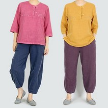 바보사랑 2743 들꽃자수 여유있는 티셔츠+바지 세트 .조선클로젯