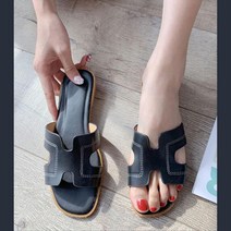 스티치 패턴디자인 스트랩 슬리퍼 플랫슈즈 심플쉐입 예쁜룩완성 휴양지