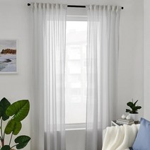 커튼 뷔모트 한쌍 화이트/라이트그레이 120x250cm 안방 거실 창문 이케아 커텐 가림막 방풍 가리개