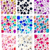 보석스티커 비즈스티커 접착 큐빅 입체 주얼리 다꾸 장식 만들기재료 엄마표미술, 레드