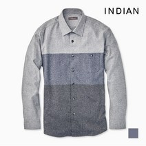 인디안 INDIAN 그레이쉬 블루 트렌디 3단배색 셔츠_MITNLTW9446