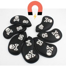 웨지커버 자석 해골 골프 48 50 52 54 56 58 60도 샌드 블랙 가죽, 웨지커버 해골 블랙 56도