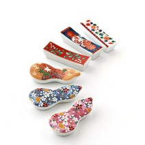 일본제작 Lovely Flower 꽃무늬 도자기 수저받침, 쿠케에, 레드