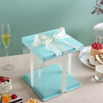 2단 케이크 투명 선물 포장 박스 상자 케이스 5개 1세트 미니 1호 2호 3호, D + 12인치 2단 36x36x26