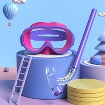반건식 스노클고글 프리다이빙 익스트림 물안경 스노쿨링 잠수경 마스크 물놀이필수템 제주도여행, 미러스트랩보라색(대형프레임)