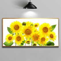화색갤러리 풍수 인테리어 N028 해바라기 그림 액자 프리미엄 캔버스천으로 인화, 골드무광