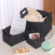 탄탄 펠트 옷 다용도 접이식 정리함 3종 + 파스텔 미니 줄자, 다크 그레이 3종