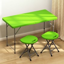 접이식 테이블 야외 플리마켓 박람회 탁자 피크닉 휴대용, 120 접이식 테이블 + 2 접이식 스툴  그린