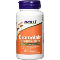 미국직구 NOW 보충제 브로멜레인(자연 단백질 분해 효소) 2400 GDU 500 mg 60 Veg 캡슐, 수량, 상세참조