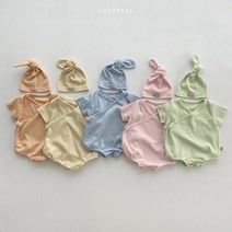 콩알옹알 버블 골지 배냇슈트 50일 100일 돌 여름 바디슈트 신생아 아기 무지 슈트