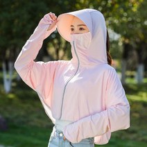 얼굴 햇빛 가리개 자외선 차단 마스크 농사 모자 목 골프 여름 넥워머 여성용 태양 보호 얼음 실크 의류 야외 셔츠 짧은 코트, Snow buds+Body weight 45-65 kg