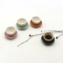 달소금 도자기 무광 파스텔 꽃잎 찻잔 세트(4color), 색상:라이크핑크