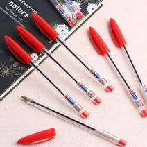 스마트 사무용 볼펜 10p세트 빨강 /적색볼펜 학생볼펜, 없음