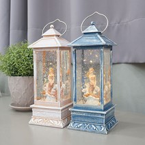 사각랜턴모양 인어모습 LED 랜턴 워터볼 오르골 2color, 블루