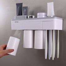 모나코올리브 무타공 마그네틱 양치컵 욕실 수납 정리 선반, 마그넷 양치선반 2컵