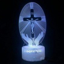 예수 3d led 램프 침실 야간 조명 액션 기독교 그림 아바타 성경 축복 처녀 방 장식 선물 루스, 01+Crack base 7colours