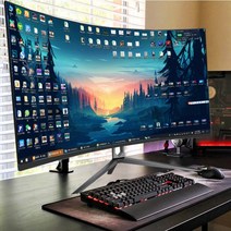 32인치 곡면 LCD 모니터 컴퓨터 대형 화면, 블랙레드 32인치 곡면 75HZ