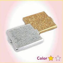 [KT알파쇼핑]ST-3512Q 사각럭셔리 큐빅손거울 골드실버/미니거울, 골드_W11C25F