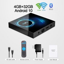 안드로이드티비 Android TV Box t95 android 10.0 smart tv box allwinner h616 quad core 2.4g wifi 6k set, 협력사, 우리 플러그, 4GB 32GB bt 5.0