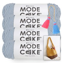 [니뜨] 모드케이크(100g) 뜨개실x4볼+어바웃숄더백도안+컬러트윈태슬1개, 12_인디스카이