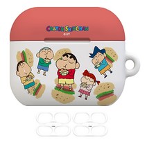 짱구 와글와글 에어팟3세대 하드 케이스 + 철가루방지스티커 화이트 2P, 와글와글 햄버거