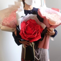 자이언트 꽃다발 장미 한송이 졸업식 입학식 크리스마스 로즈데이 기념일 생일 환갑 축하 선물, 레드