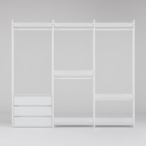 동서가구 팬타 포스코 스틸 시스템 드레스룸_2400 3단 서랍 행거 4colors DF643472, 그레이