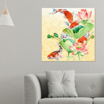 구어도 황금 잉어 붕어 연꽃 그림 캔버스 액자 생기 재물 금전 행운 합격운 인테리어 수채화 다산, 37.수복강녕 다섯잉어(황금)