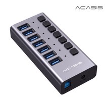 Acasis USB 3.0 허브 멀티 7 포트 산업용 컴퓨터용 12V 전원 어댑터, 그레이