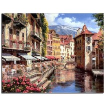 DIY명화그리기 diy 유화그리기 풍경+액자 명화그리기 유화 세트 캔버스형 40 x 50 cm, PH9348, 40*50 콤보 상자
