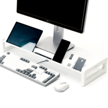스톤힐 MS-01 스마트 메탈 모니터 받침대 컴퓨터 스탠드 모니터선반 와이드 거치대, MS-01 560 화이트 높이 10.3cm, 1개