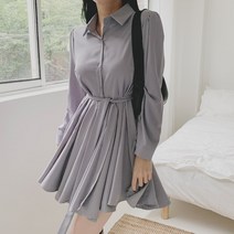 베이지데이 하객원피스 패러에 플레어 스트랩 셔츠 원피스