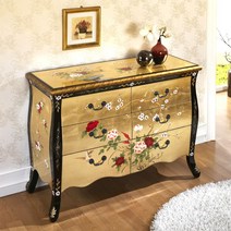 왕실 금박 서랍장 1200 엔틱 3단 원목 수납장