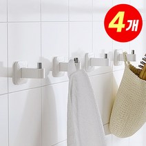 아루아 다용도 걸이 4개 옷 수건 벽 걸이 매직 후크 행거 흡착식 접착식 욕실 수납, 블랙(4P)