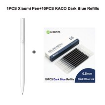 원래 Xiaomi 펜 쓰기 부드러운 빛 Mijia 프레스 코어 교체 리필 블루 레드 블랙 05mm 비즈니스 롤러 볼펜, 13 1pen 10KACO DBlue