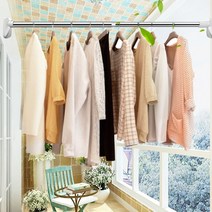 스텐레스 다용도 극강 튼튼한 옷걸이봉 무타공 간편고정 헹거 베란다 옷걸이 SW-0135, 110-185cm, 1개