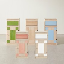 엘린까사 원목 더스트박스 대형 인테리어 휴지통 분리수거함 다용도 수납정리함 5color, 스카이블루