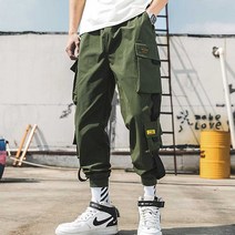남자 스트릿 패션 스포티룩 카고 팬츠 편한 밴딩 바지 여행갈때 힙한패치 밴딩팬츠 옷쇼핑몰