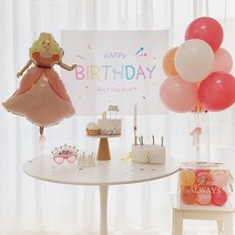 공주파티 프린세스 공주풍선 베이비샤워 키즈파티 두돌 세돌 3살 5살 7살 어린이날풍선 생일풍선 생일현수막, 5 파스텔 생일현수막 (단품 할인)