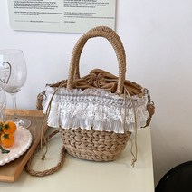 뜨개질 가방 밀짚 가방 전원 청신하고 달콤한 뜨개질 여자 가방 레이스 밀짚 가방 비치 가방 뜨개질 가방