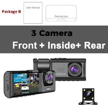 자동차 전후 블랙박스 dash cam fhd 1080p car video 3 in 1, s1 3 카메라, 32g 카드로