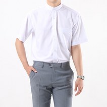 남성 차이나칼라 반팔 와이셔츠 남자 정장 무지 셔츠 남방 직장인 회사원 여름 기본핏 선물/1060 화이트