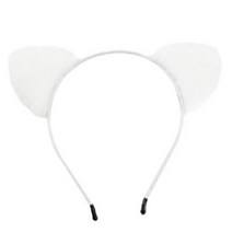 스투피드 폼폼 고양이 귀 머리띠 (화이트), 단품