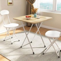 2인용 원룸 자취방 간이 접이식 식탁 테이블 나무식탁 사각스몰, 심플의자 화이트우드