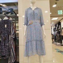 블루페페 부평점 목선과 소매가 예쁜 진꽃무늬 밑단 프릴 원피스